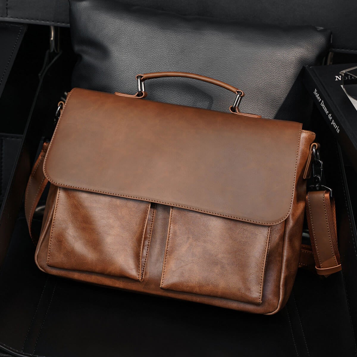Brown Vintage Leather Business Laptop Messenger Bag