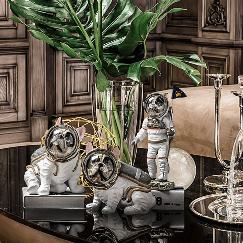 Bulldog Astronaut Dog Statue Cute Aesthetics Sculpture