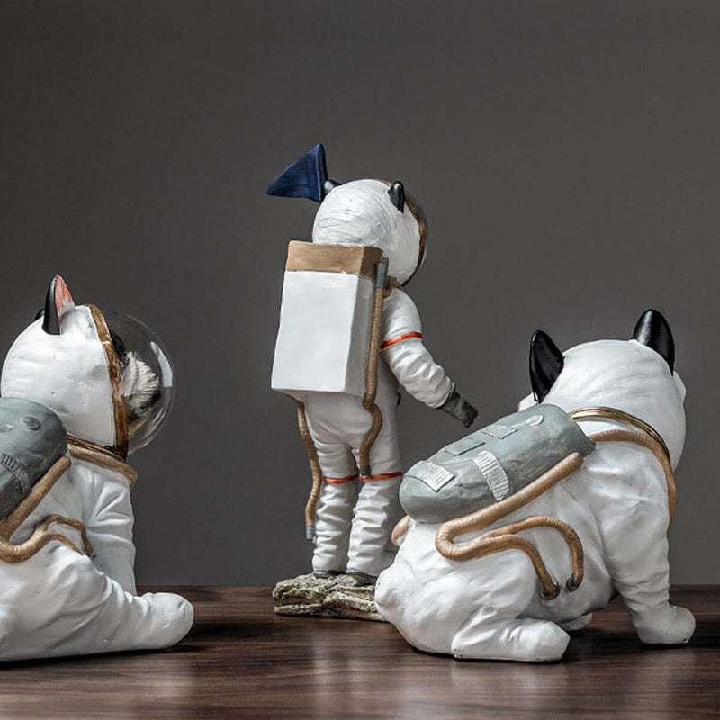 Bulldog Astronaut Dog Statue Cute Aesthetics Sculpture