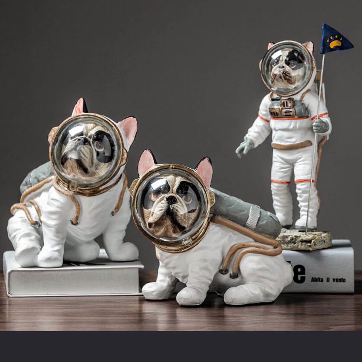 Bulldog Astronaut Dog Statue Cute Aesthetics Sculpture