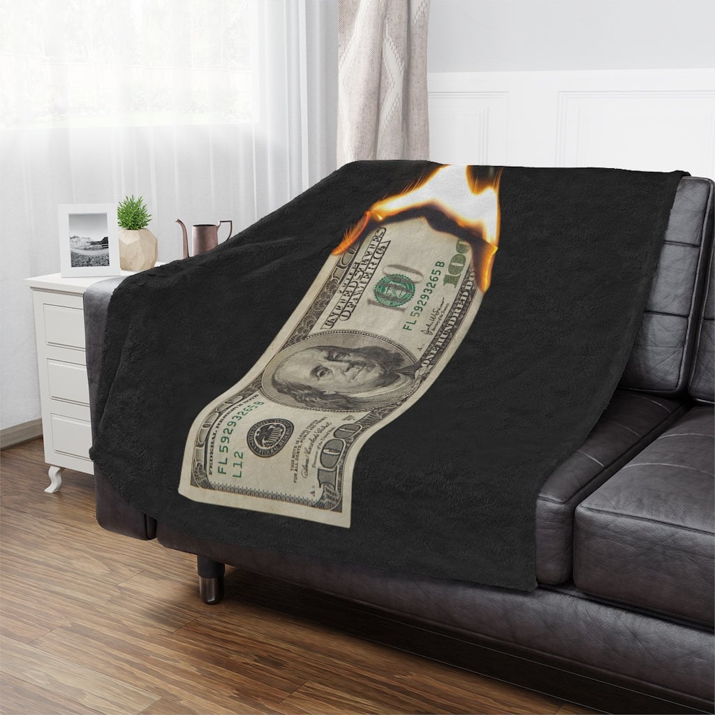 Burn Hundred Dollar Bill Fire Mo Money Gangster Minky Blanket