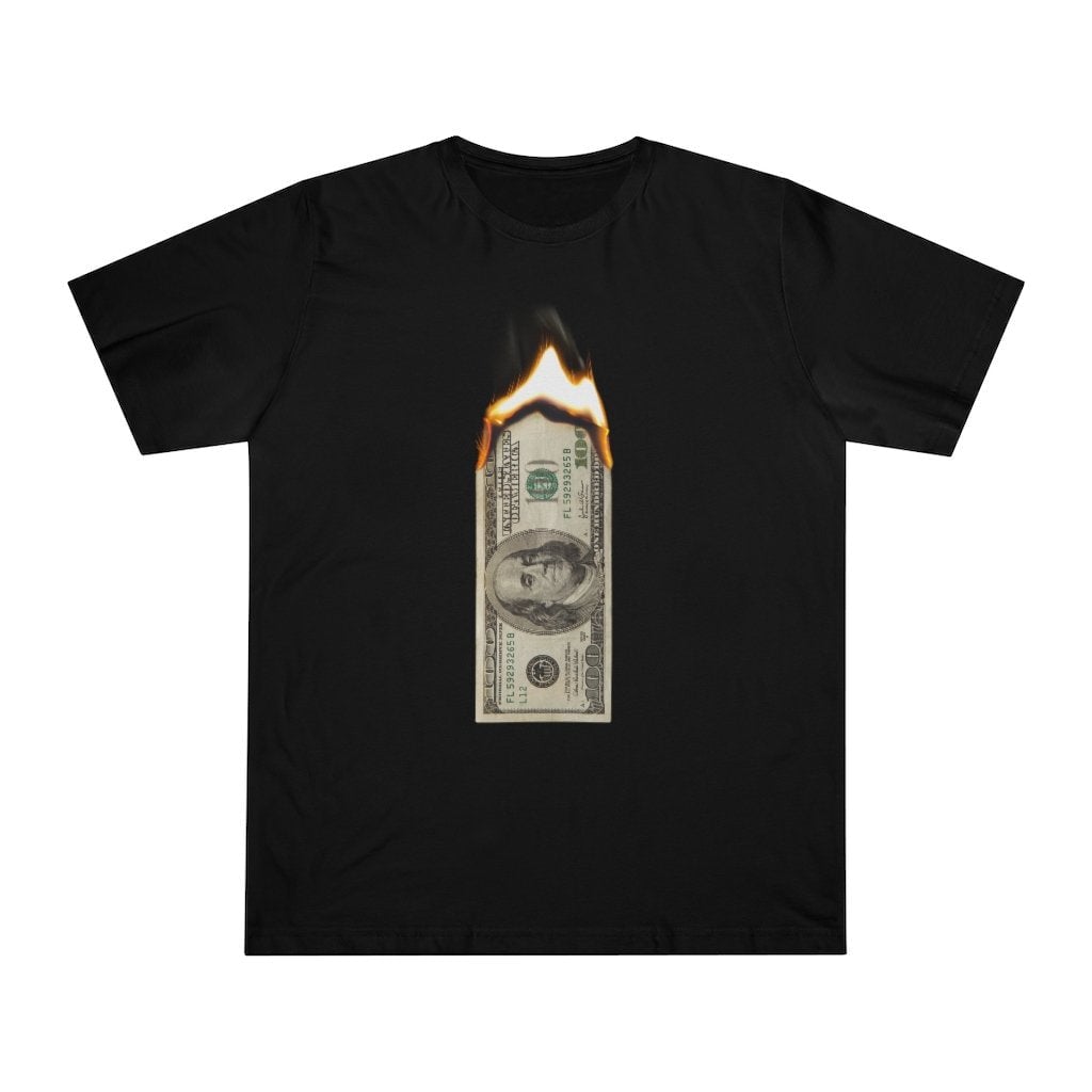 Burn Hundred Dollar Bill Fire Mo Money Gangster T-shirt