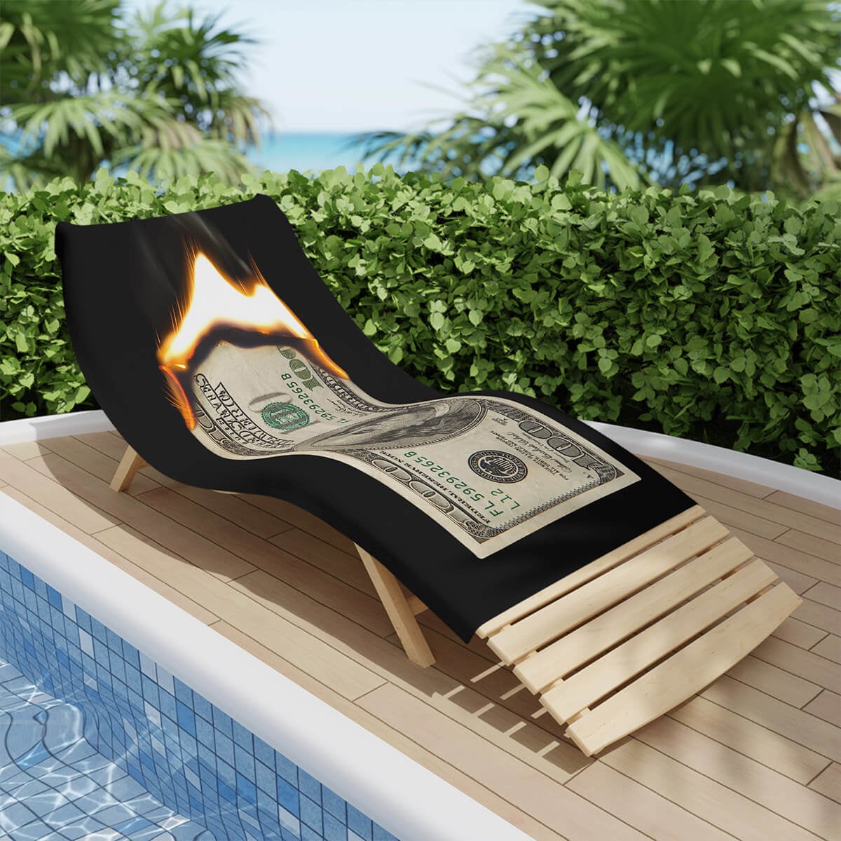 Burn Hundred Dollar Bill Money Beach Towel