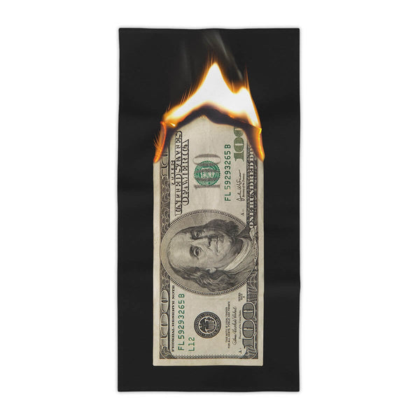 Burn Hundred Dollar Bill Money Beach Towel