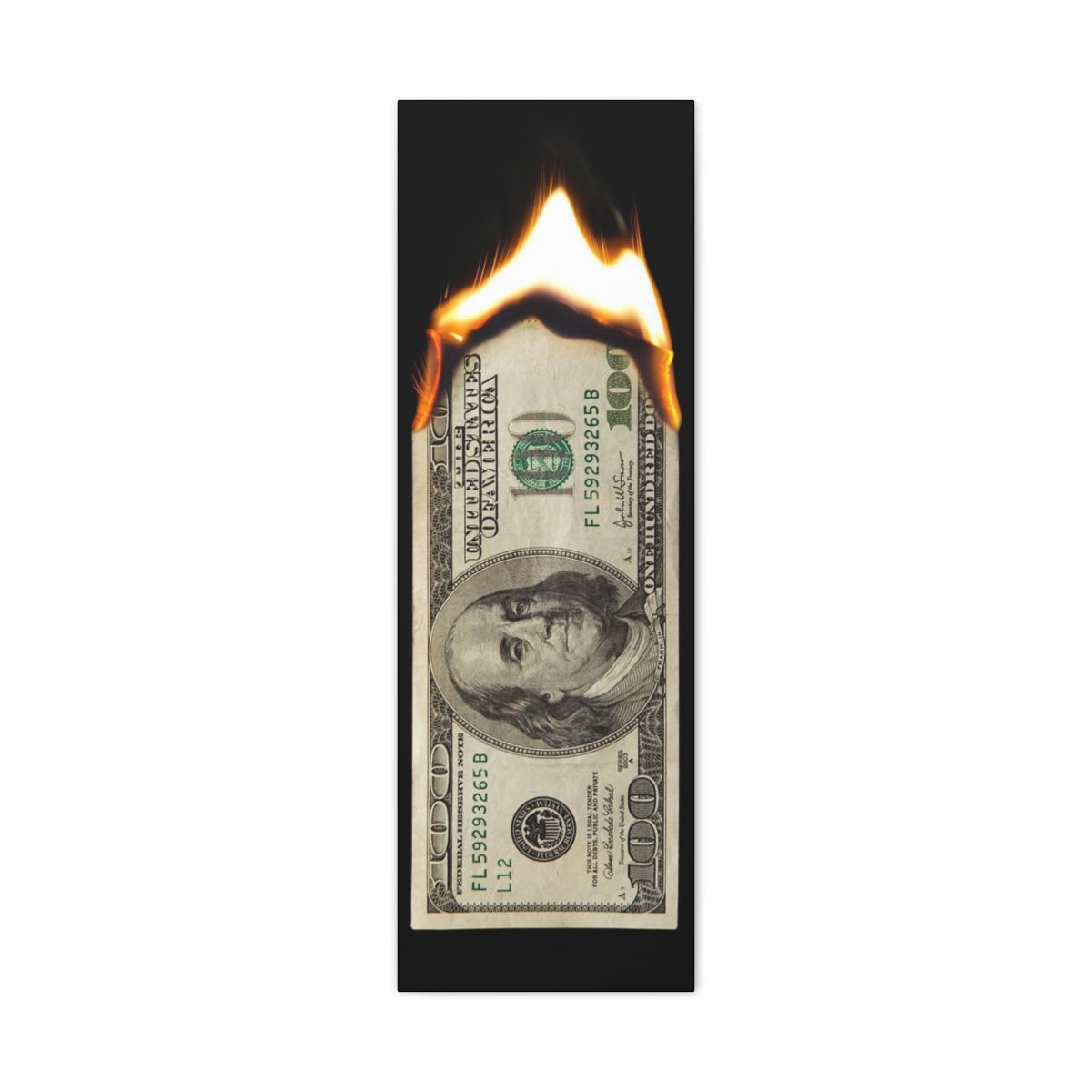 Burning Dollar Cash Money Canvas Gallery Wraps