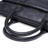 Business Messenger Bag Black Soft Leather Briefcase