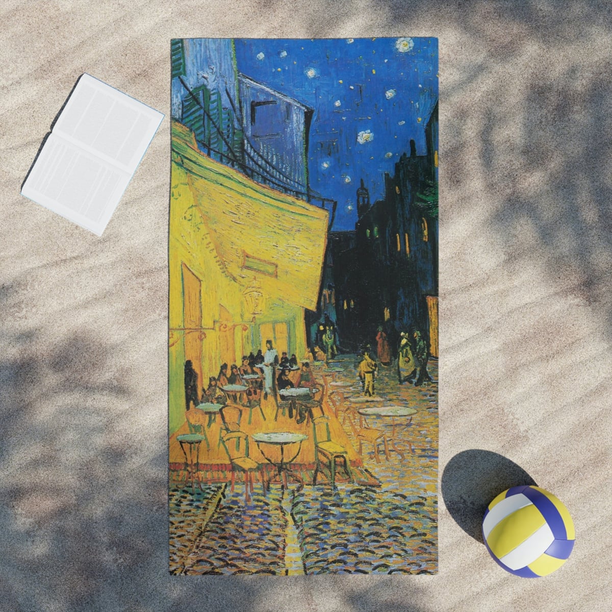 Café Terrace at Night Vincent van Gogh Beach Towels