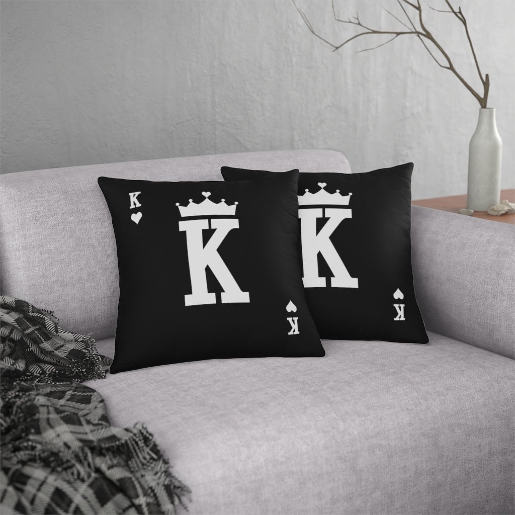 Card King’s hearts for Real Boss Black Waterproof Pillows