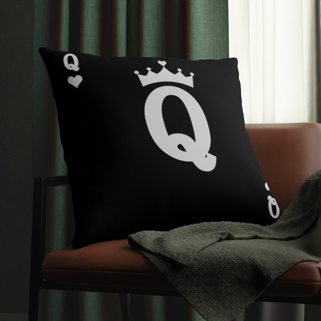 Card Queen’s hearts for Real Boss Lady Black Waterproof Pillows