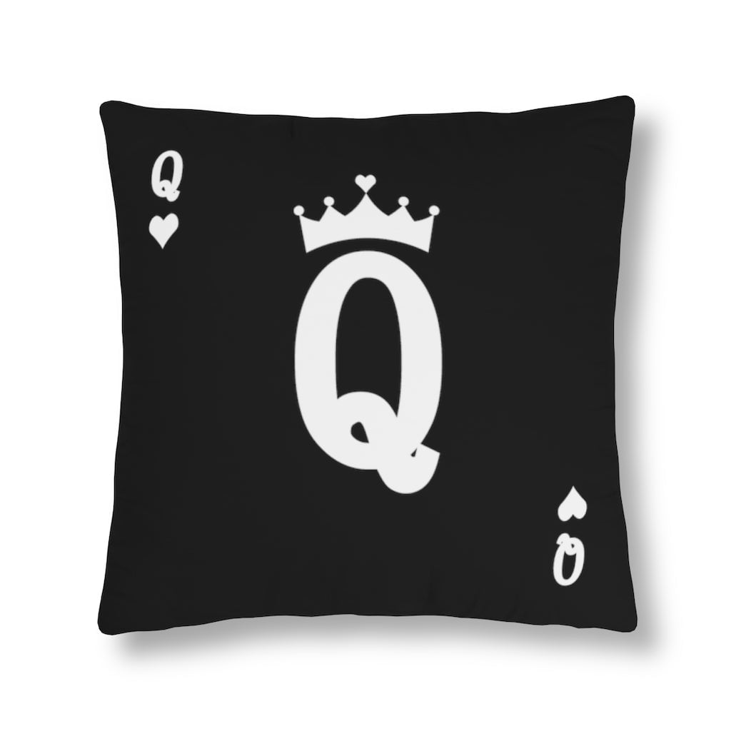 Card Queen’s hearts for Real Boss Lady Black Waterproof Pillows
