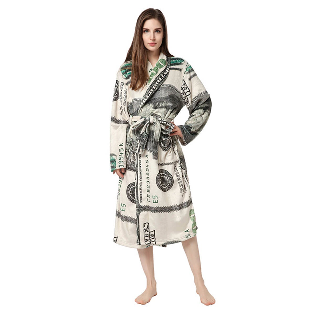 Cash Money 100 Dollar Bill Soft and Warm Fleece Robe