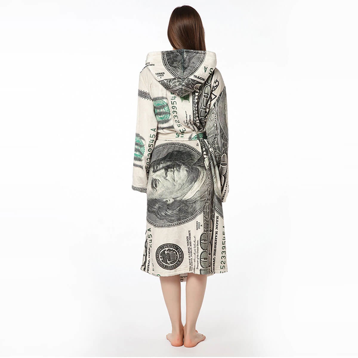 Cash Money 100 Dollar Bill Soft and Warm Fleece Robe
