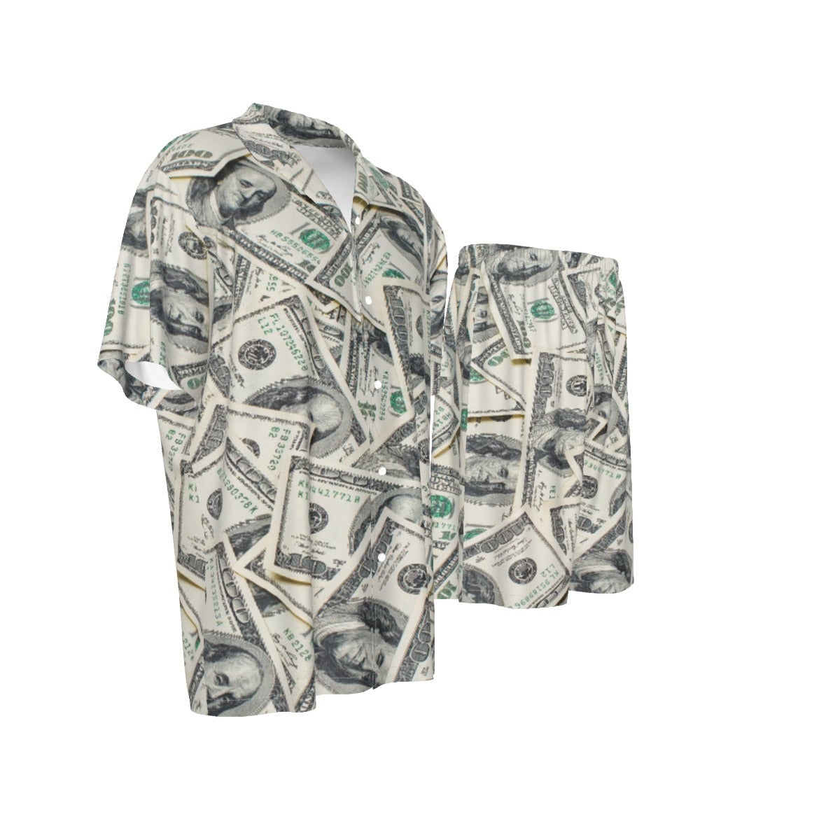 Cash Money Dollar Bill Gangster Silk Shirt Suit Set