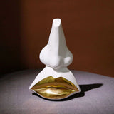 Ceramic Nose Lips Human Face Abstract Sculpture