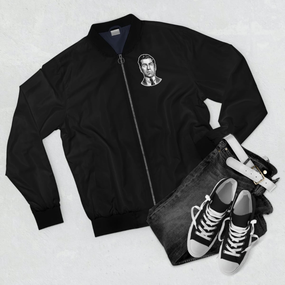 Charles Lucky Luciano Drawing Mobster Bomber Jacket