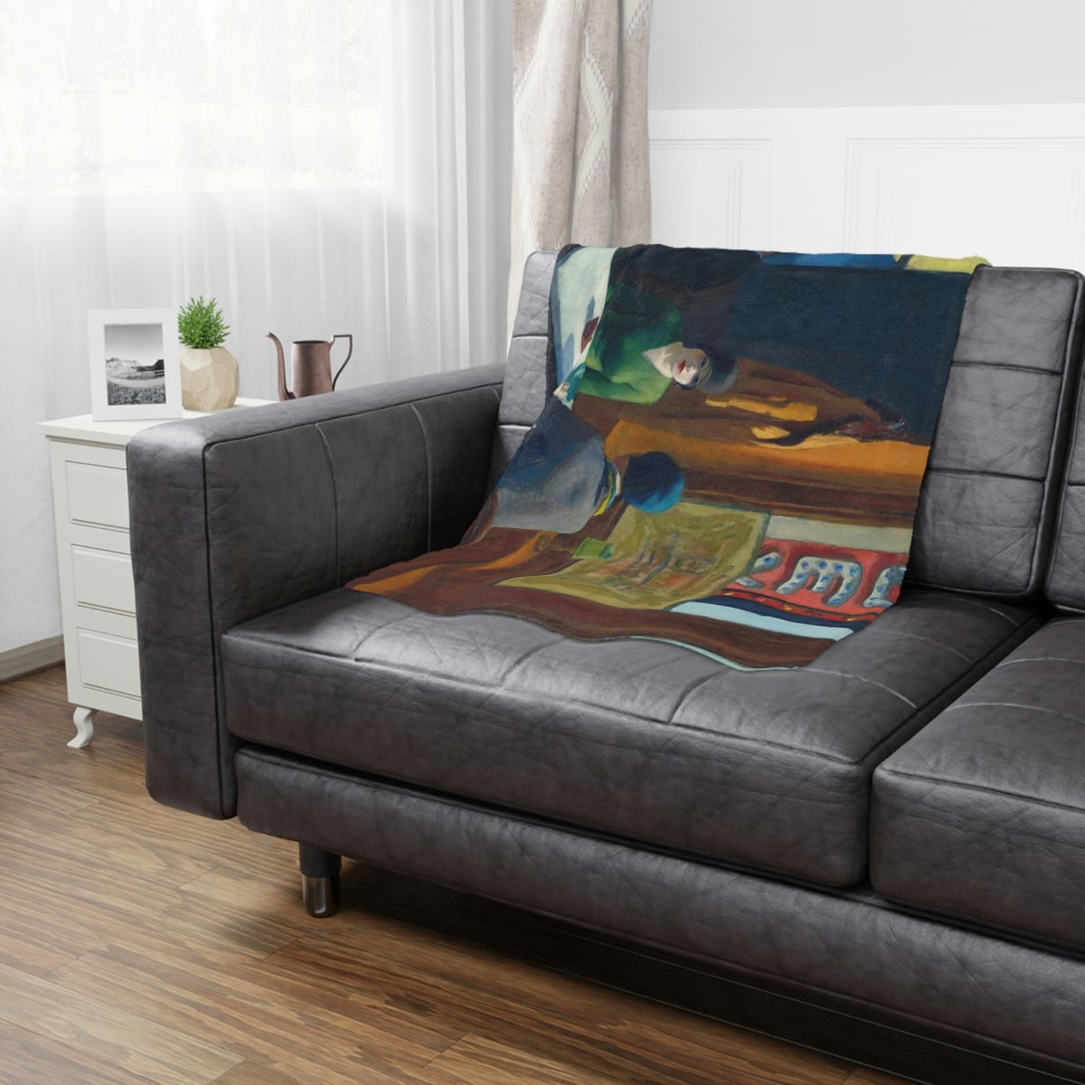 Chop Suey by Edward Hopper Art Blanket in a cozy setting