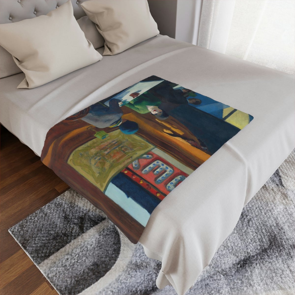 Experience an iconic masterpiece with the 'Chop Suey by Edward Hopper Art Blanket