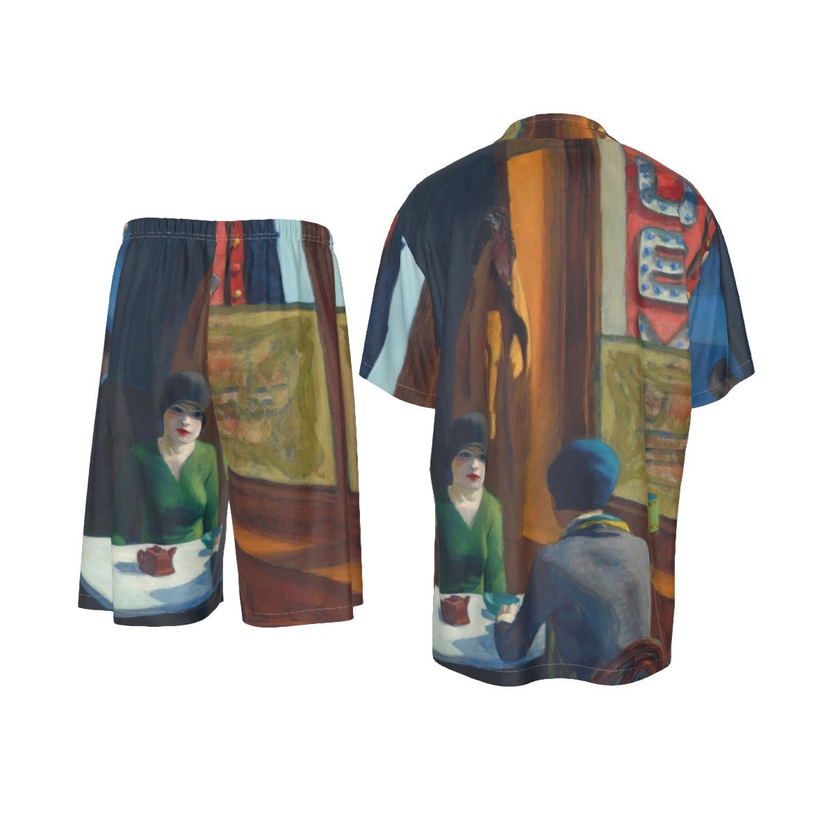 Chop Suey by Edward Hopper Art Silk Shirt Suit Set