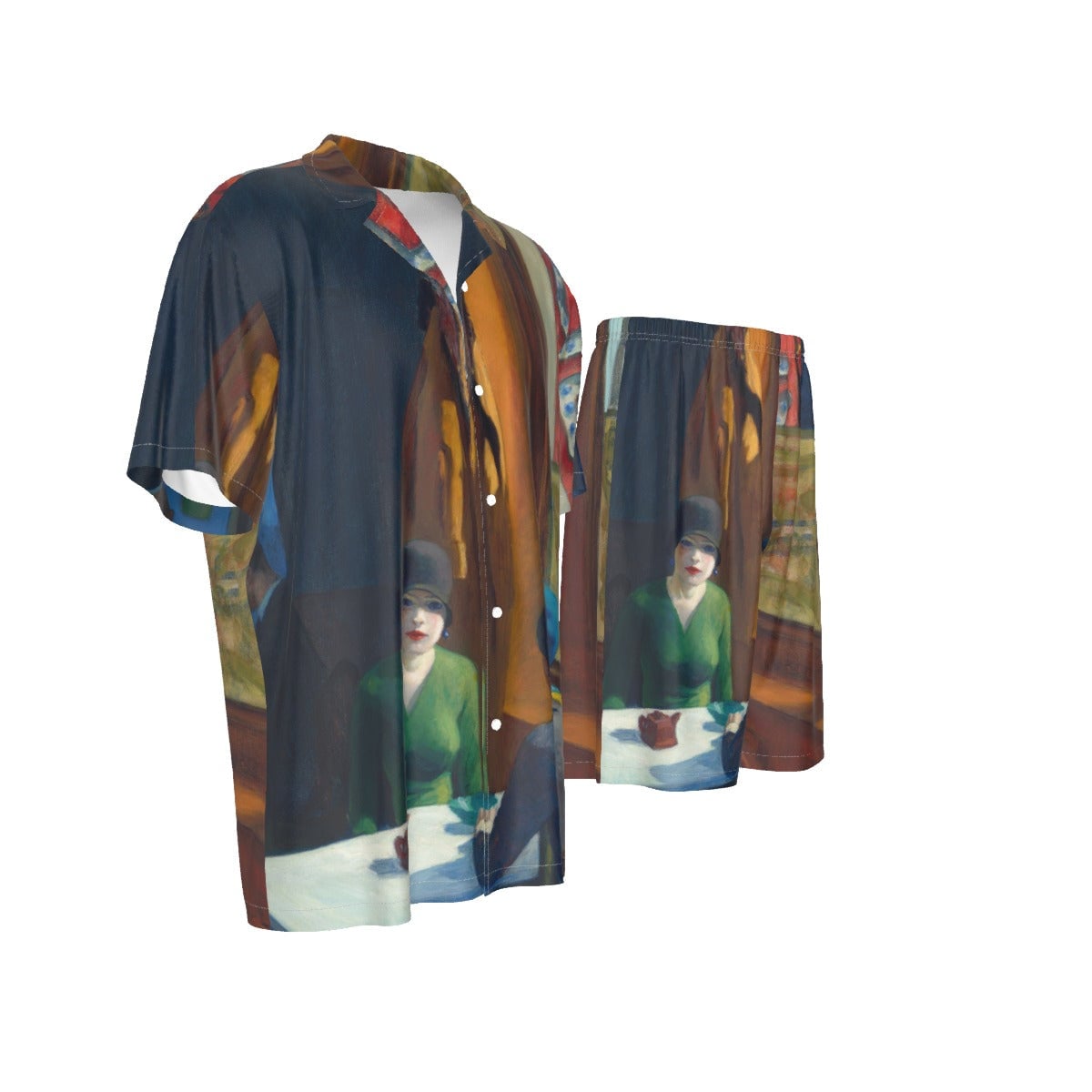 Chop Suey by Edward Hopper Art Silk Shirt Suit Set
