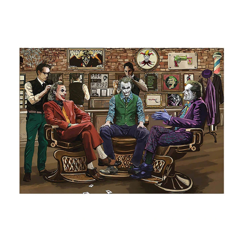 Clown Barber Shop Haircut Joker Art Canvas Painting Print Wall Art