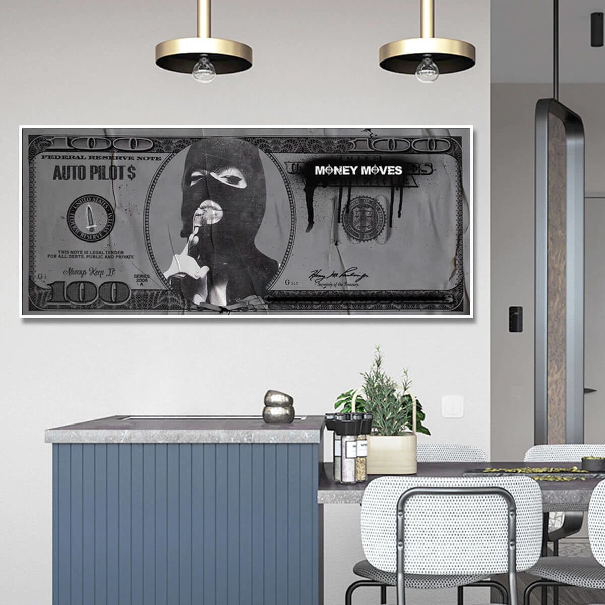 Creative 100 Dollar Luxury Money Art Canvas Painting Print Wall Art