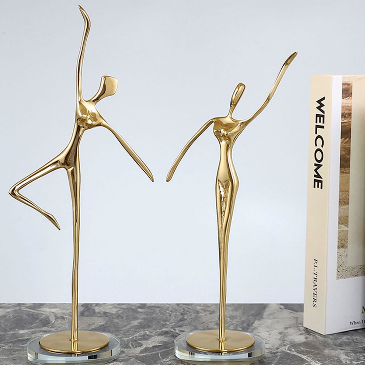 Creative Ballet Dancer Gold Statue Sculpture Golden Art