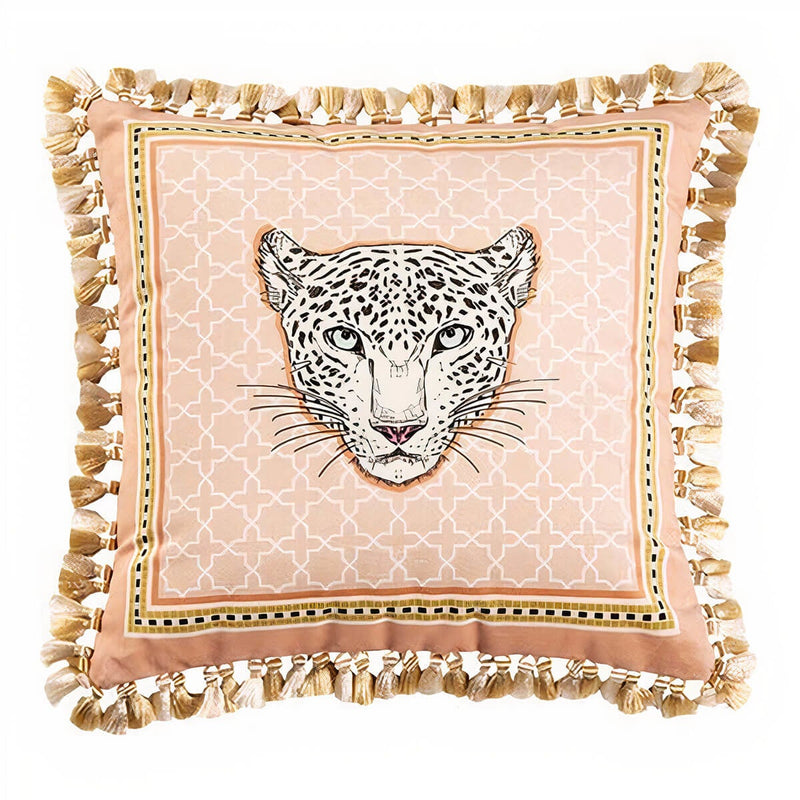 Cushion Cover Square Pillow Case Vintage Luxury Rubber Pink Leopard