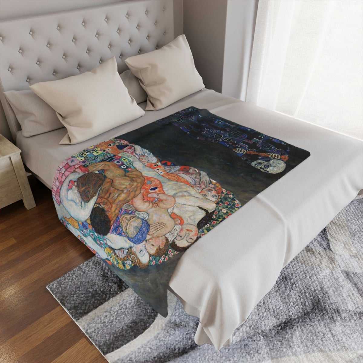 Klimt-themed decorative throw for elegant home interiors