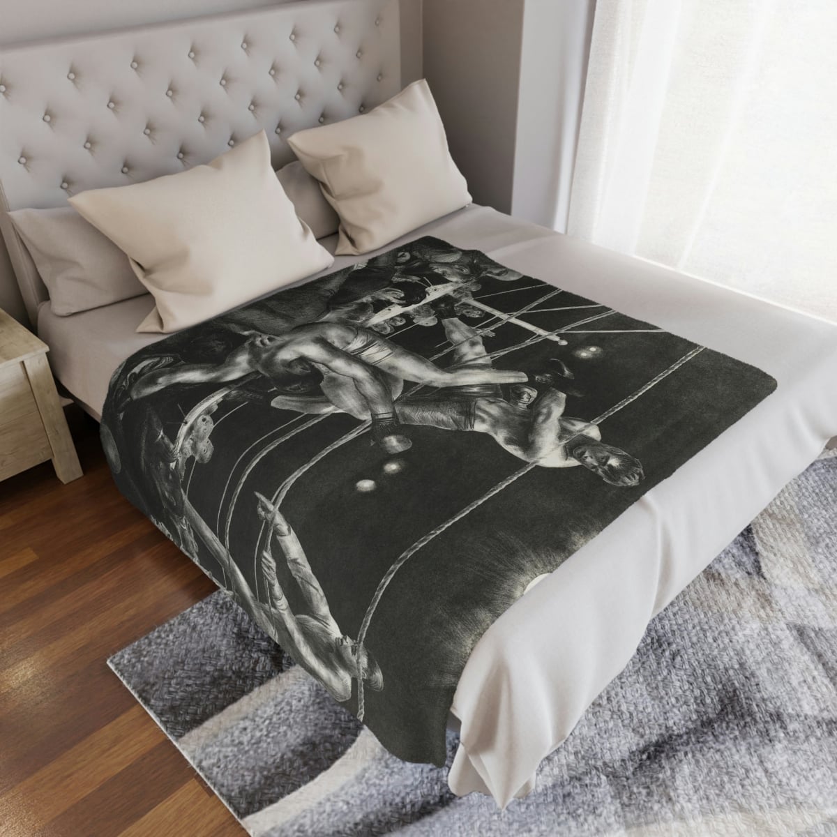 Artistic Microfiber Blanket Featuring Iconic Boxing Scene