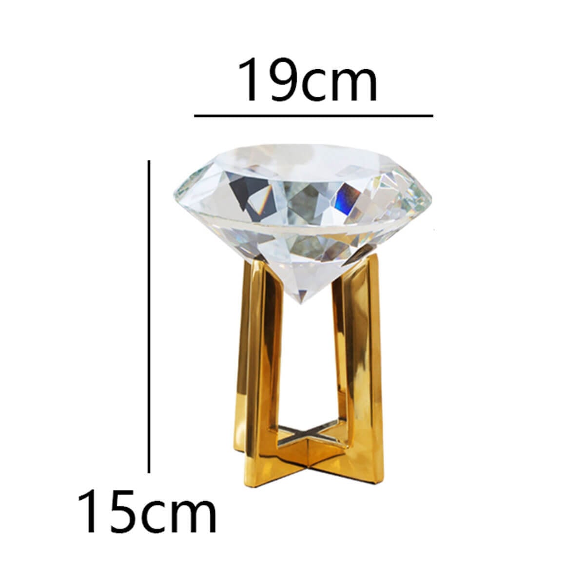 Diamond Shape Crystal with Gold Stainless Steel Statue