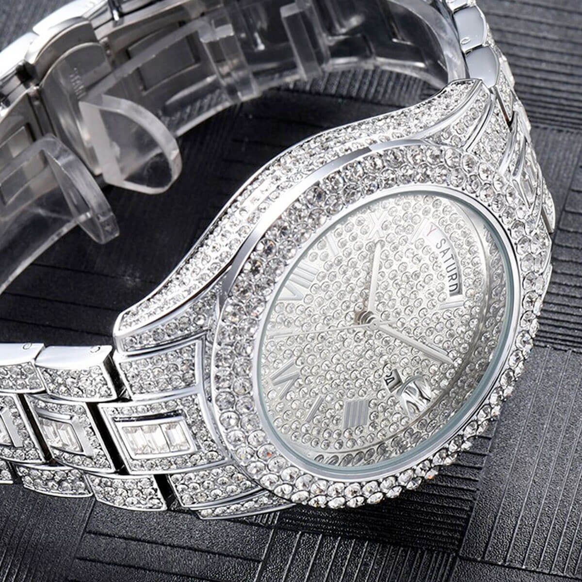 Diamond Waterproof Luxury Calendar Dual Watch