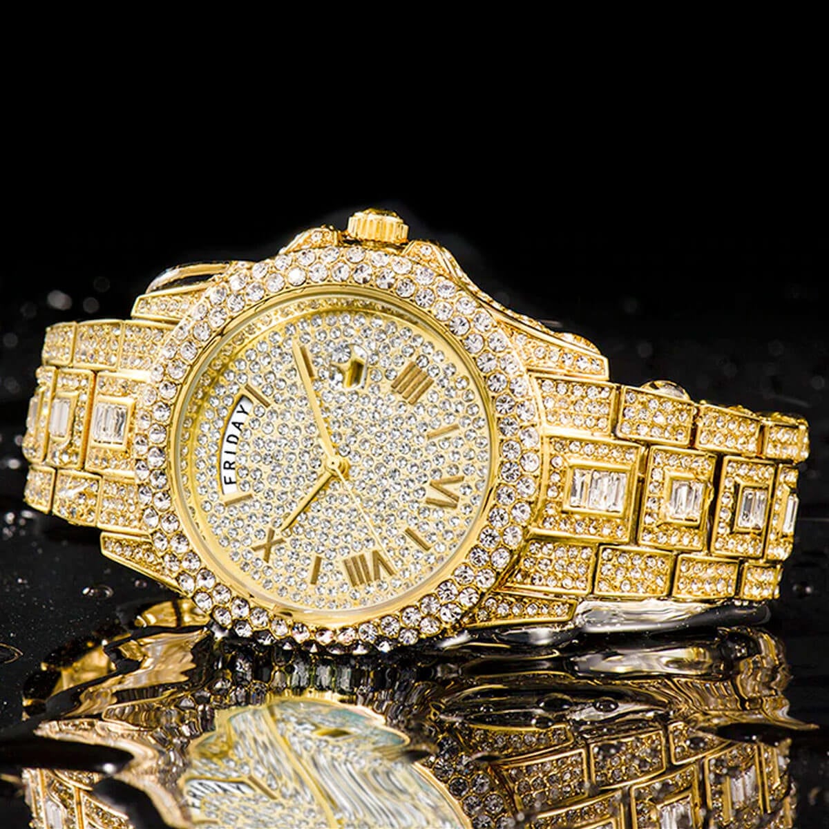 Diamond Waterproof Luxury Calendar Dual Watch