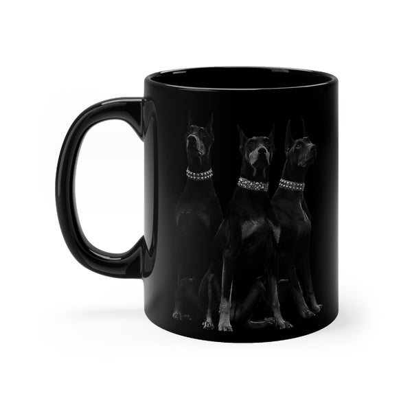 Dobermans Pinscher Gangster Dog Art Black mug 11oz