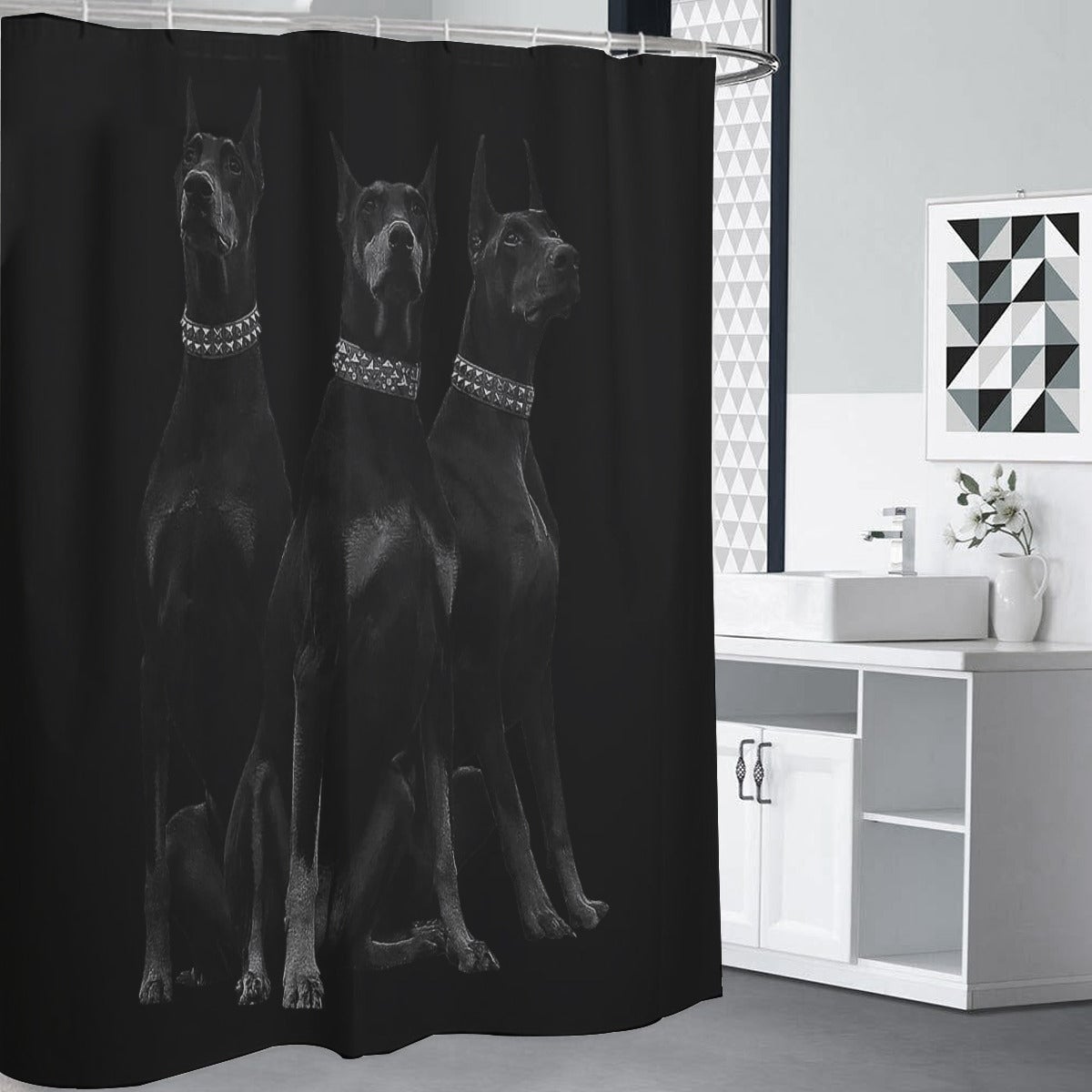 Dobermans Pinscher Gangster Dog Art Shower Curtains