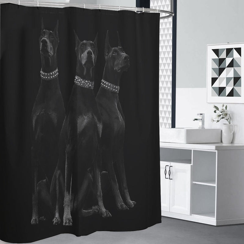 Dobermans Pinscher Gangster Dog Art Shower Curtains