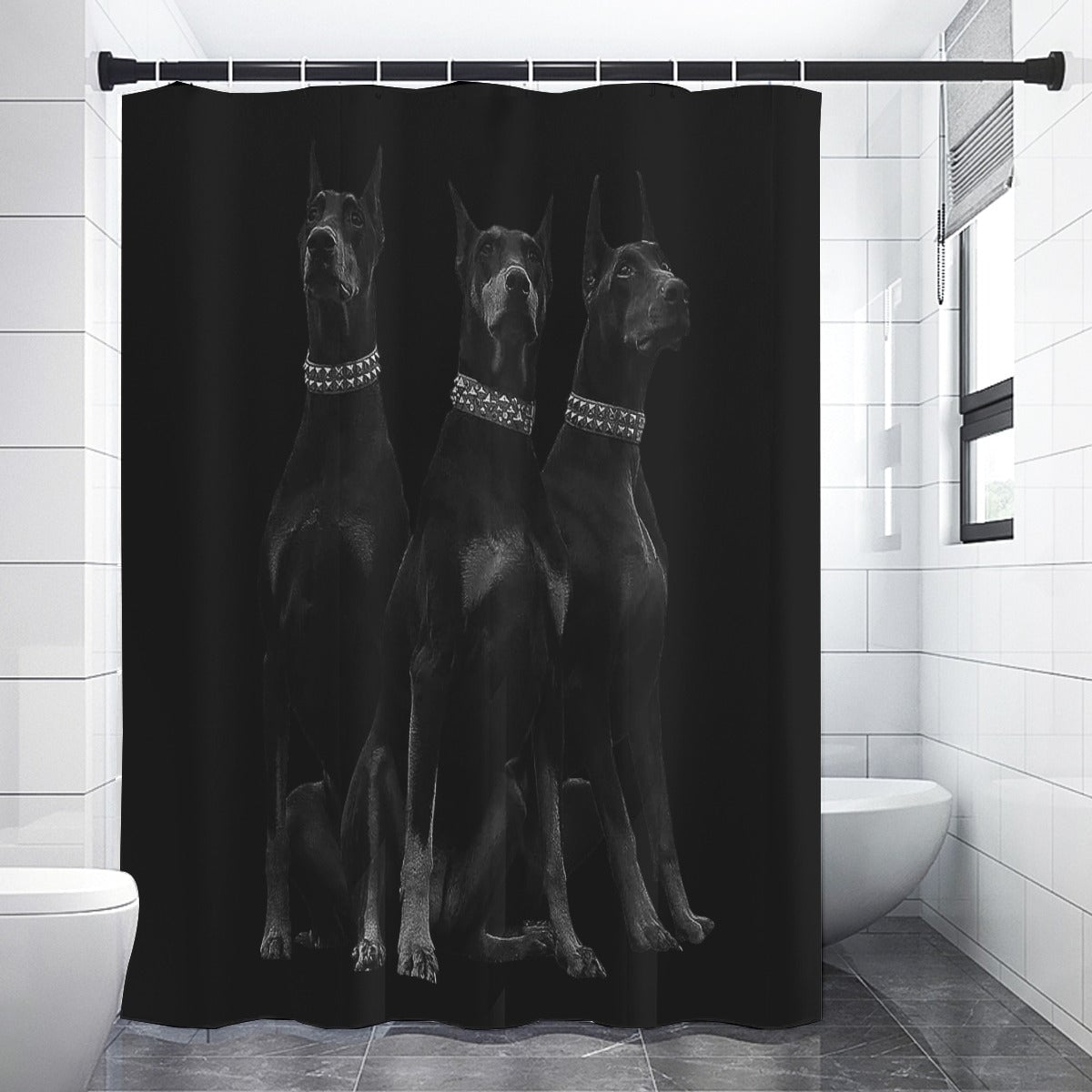 Dobermans Pinscher Gangster Dog Art Shower Curtains