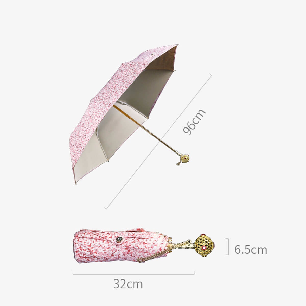 Double Layer UV Protection Luxury Gold Handle Umbrella