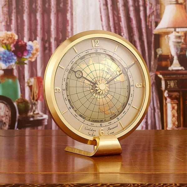Earth European Luxury Brass Vintage Table Clock