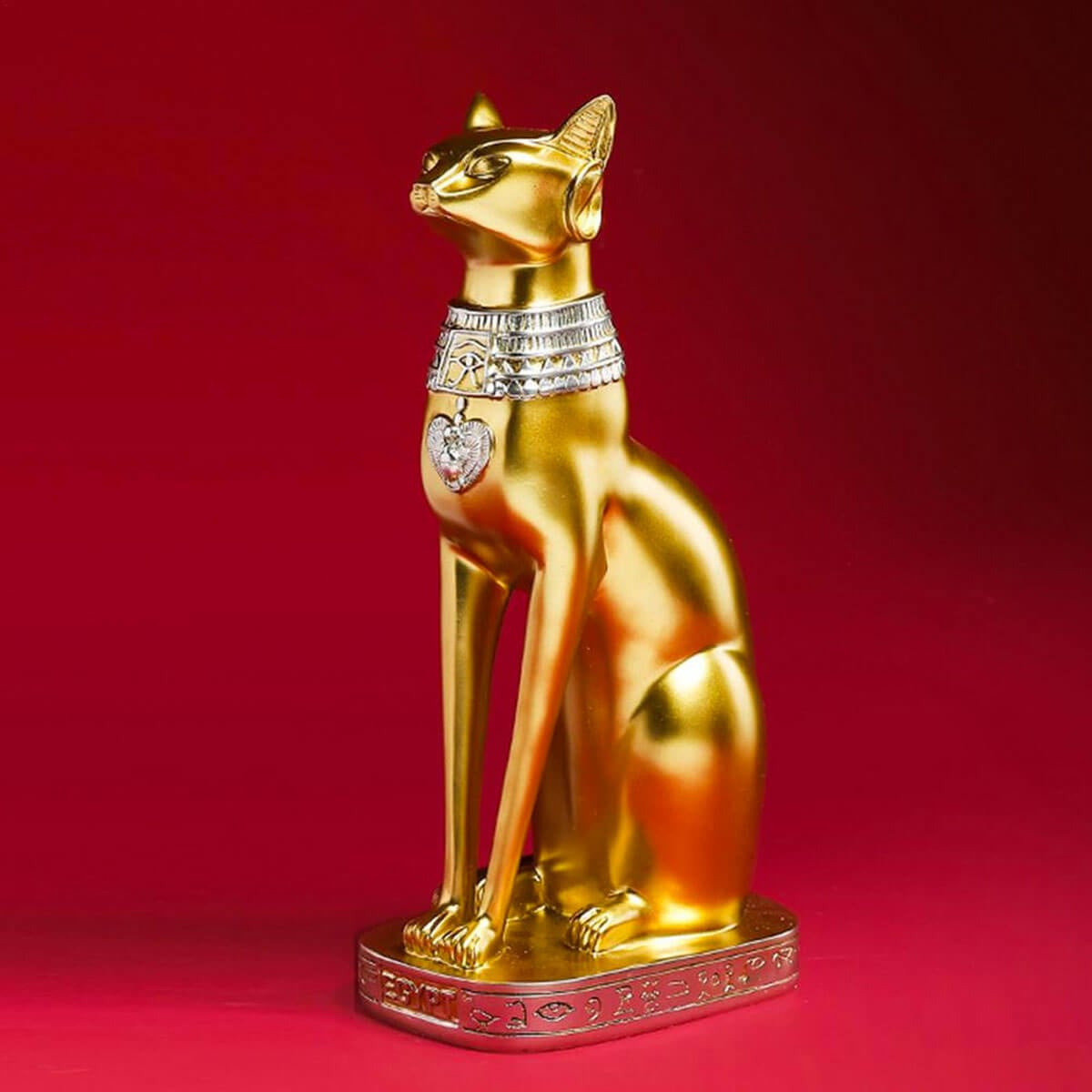 Egyptian God Figurine Cat Metal Statue Sculpture