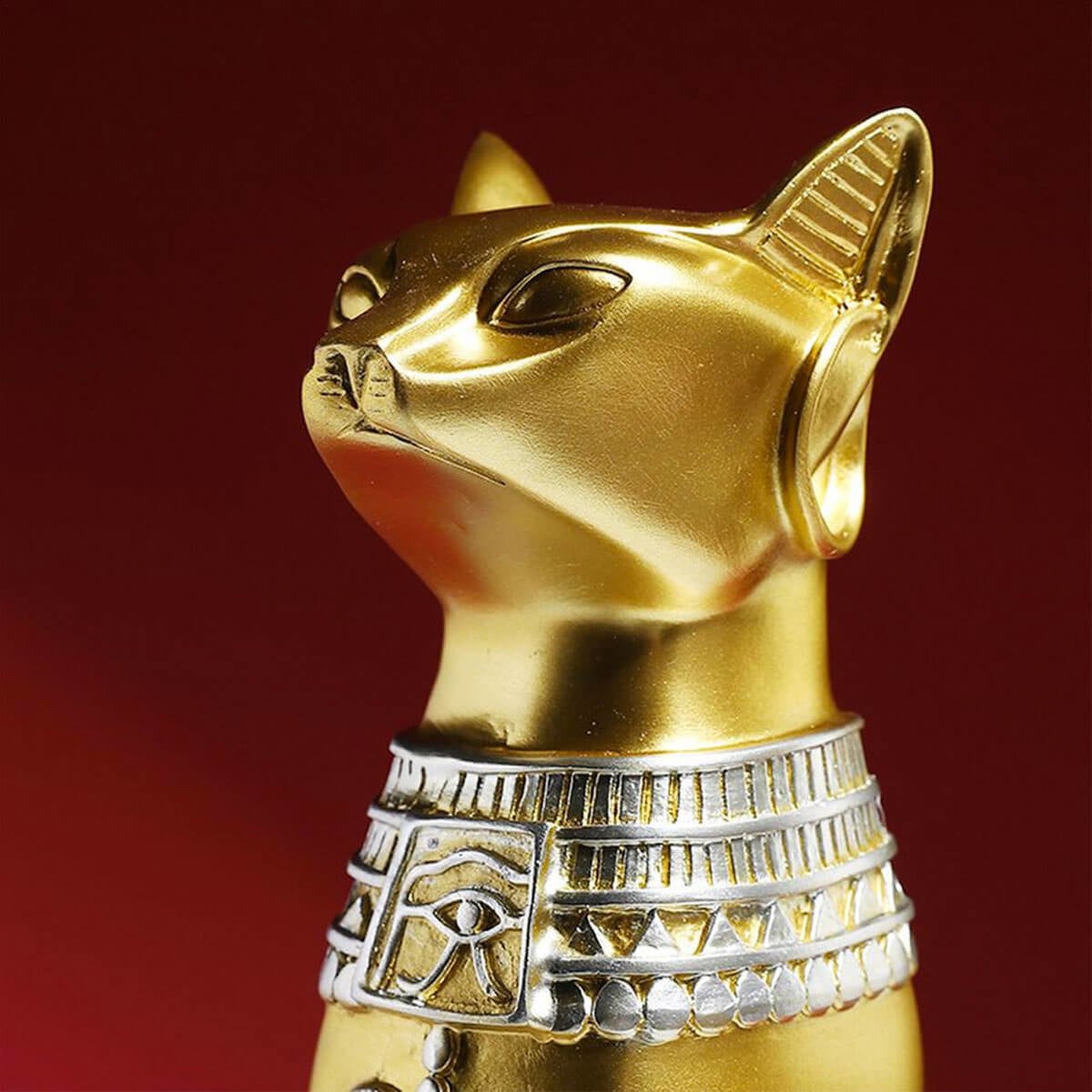 Egyptian God Figurine Cat Metal Statue Sculpture