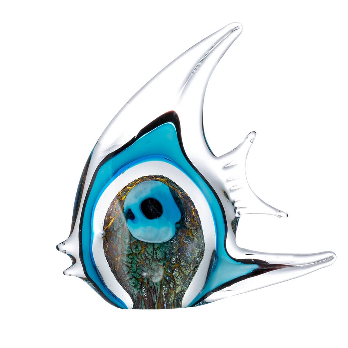 Exquisite Blue Stripe Tropical Fish Hand-blown Glass Sculpture