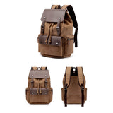 Fashion Canvas Leather Cover Large Capacity Backpack