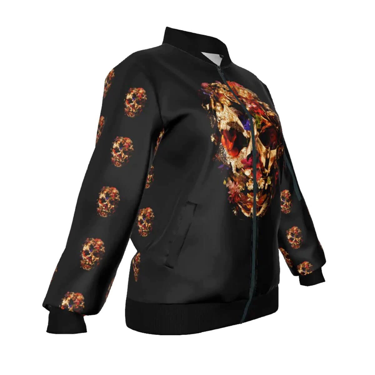 Fashion Golden Floral Skull Women’s Jacket