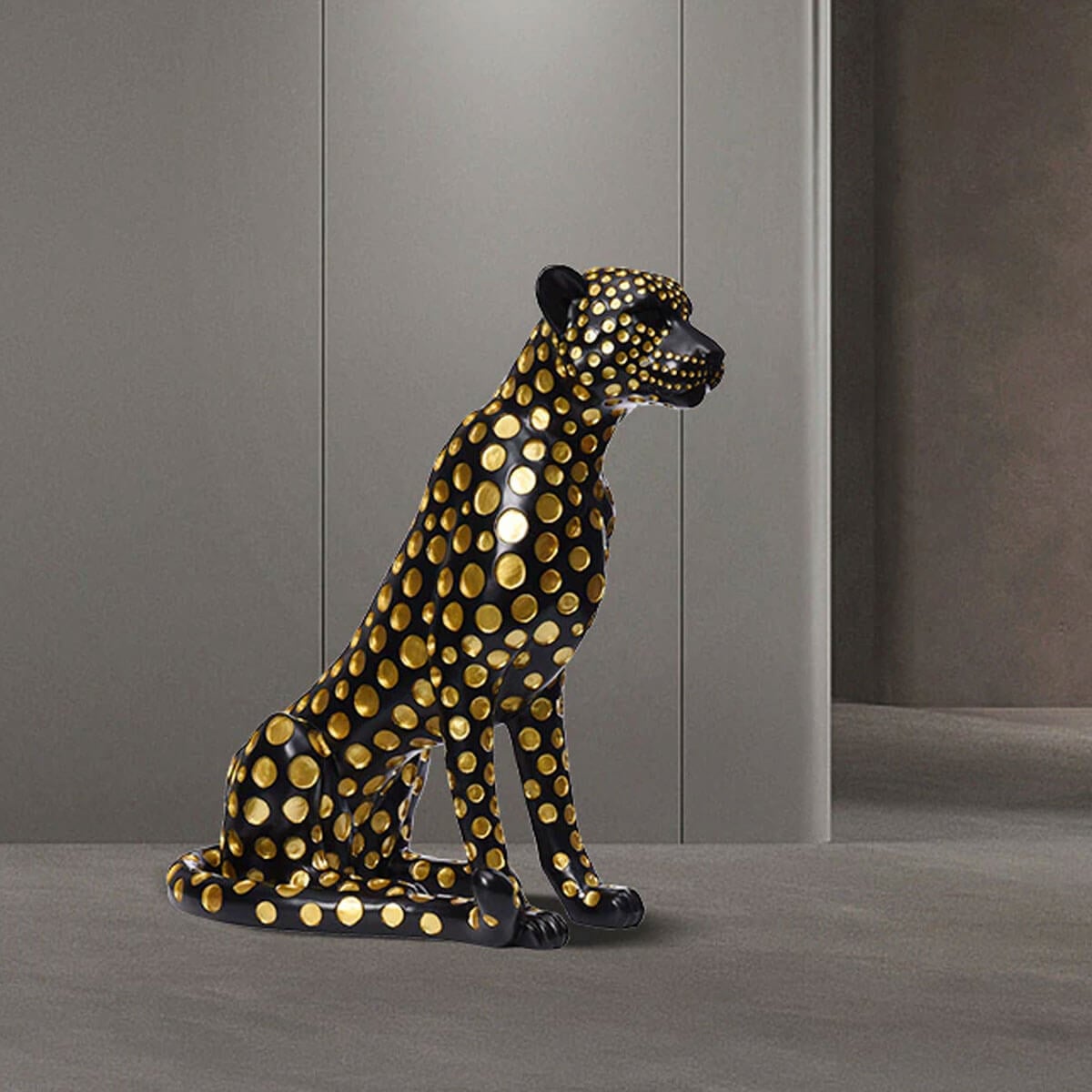 Flocking Leopard Statue Modern Animal Design Sculpture