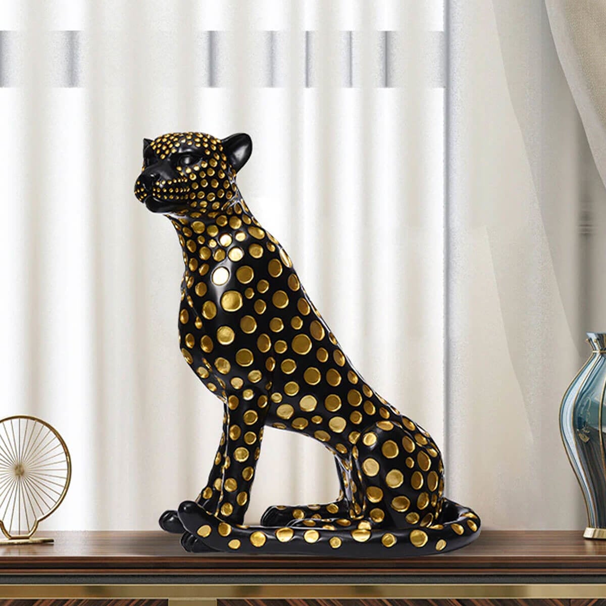 Resin Cheetah Statue Figurine Sculpture Home Office Decor Walking