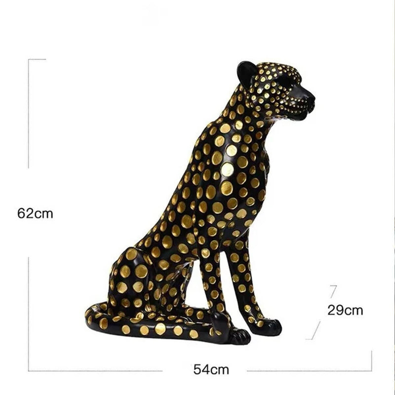 Fortune Leopard Large Floor Statue Resin Figurine Interior Animal Art