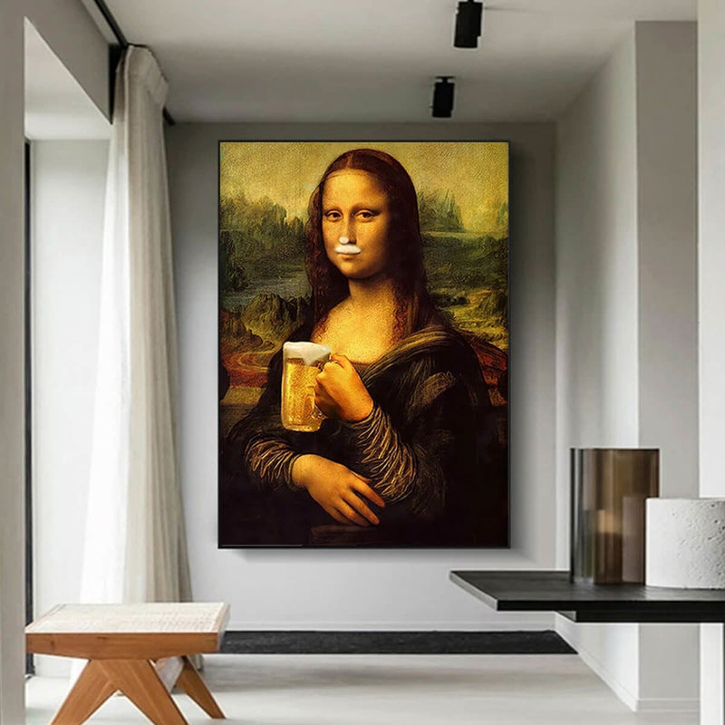 Funny Mona Lisa Masterpiece Iconic Art Painting Canvas Print
