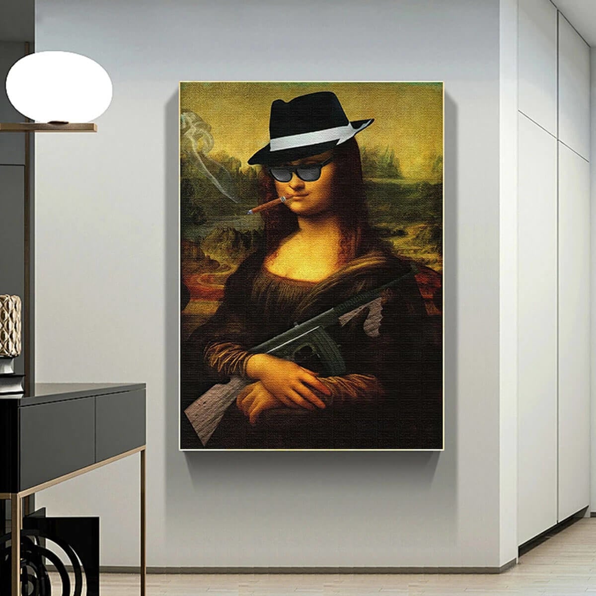 Funny Mona Lisa Meme Famous Painting Iconic Canvas Wall Art