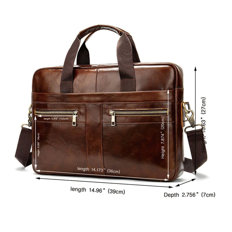 Genuine Leather Briefcase Premium Business Shoulder Bag