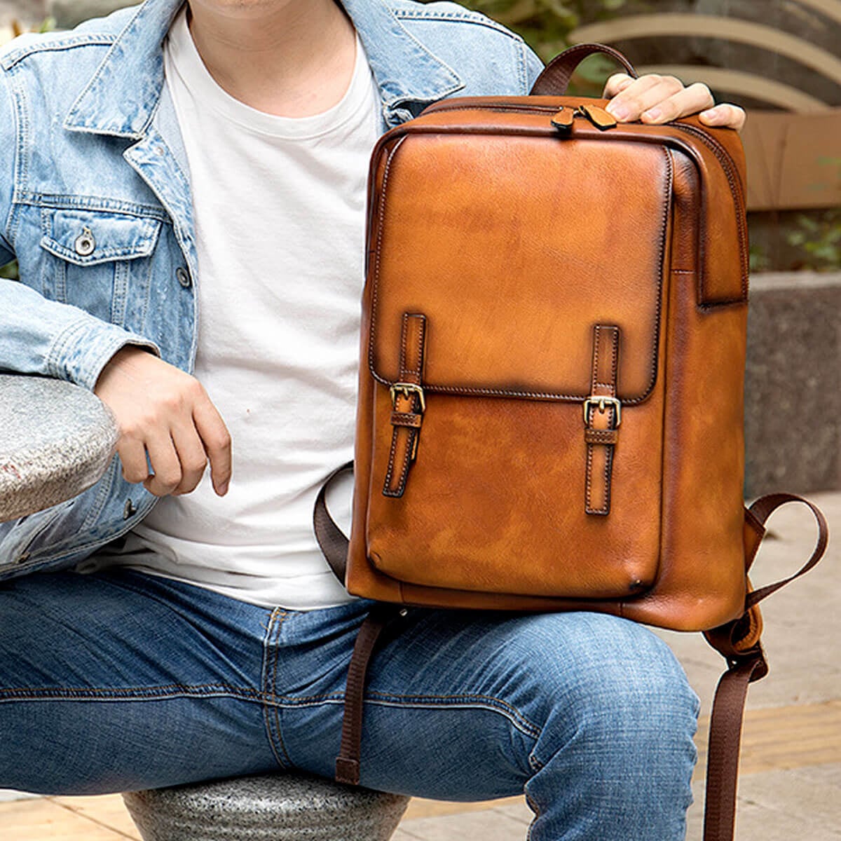 Genuine Leather High-Quality Cowhide Business Backpack